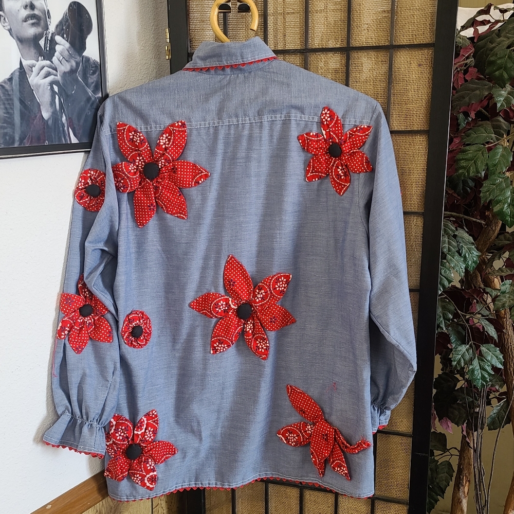 Vintage Big Mac Patchwork Small Top With Flower B… - image 2